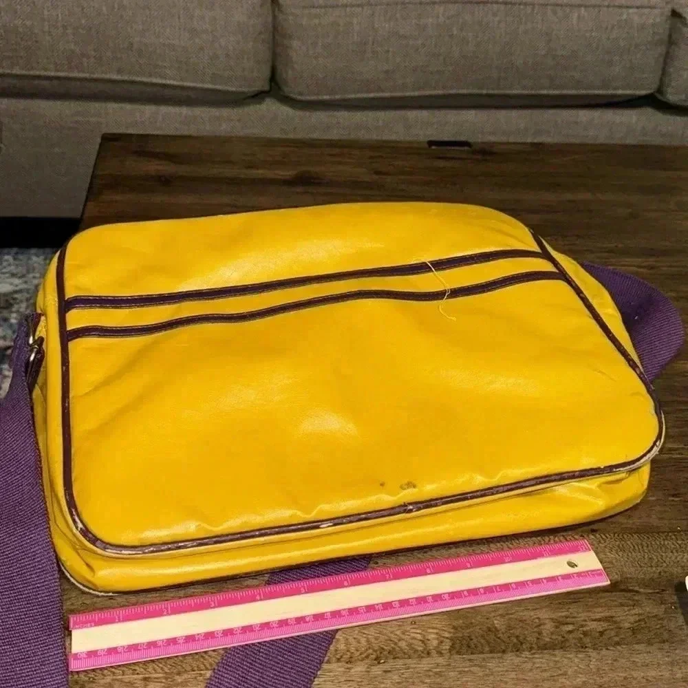 vintage yellow purple shoulder crossbody bag computer messenger bag adjustable